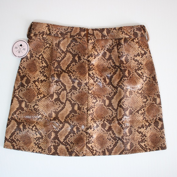 Brown Snake Print Button Down Mini Skirt - Picture 8 of 8